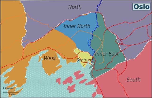 Stadtteilkarte von Oslo